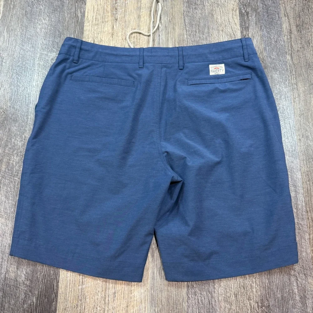 Faherty All Day Shorts Mens 35 Blue Hybrid Performance Quick Dry 9